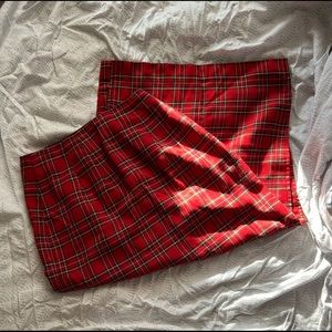 LONG Red Women’s Plaid Skirt with Small Slits on Side